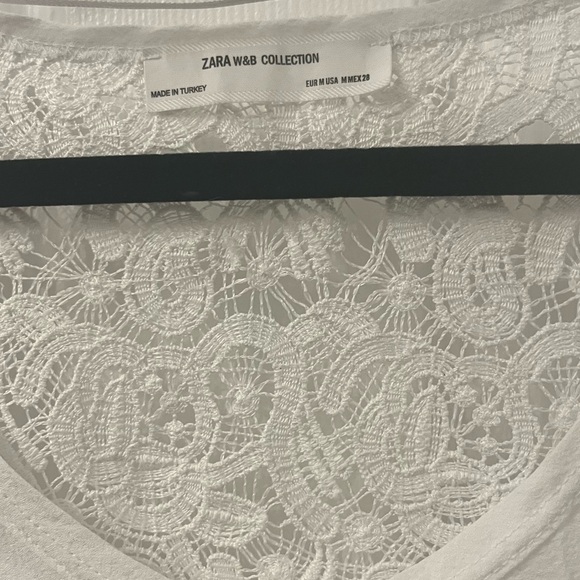 Zara W&B Collection White Top with Lace in the back - Picture 3 of 6